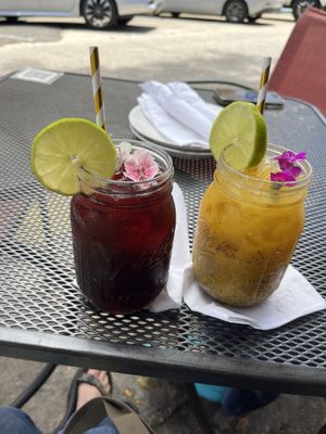 Jamaican flower and passion fruit, parcha non alcoholic cocktails    at Cactú in Arecibo