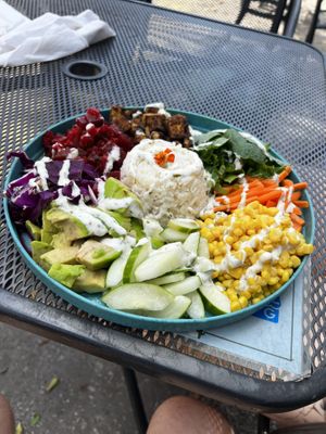 Buddha bowl with fried tofu and aioli   at Cactú in Arecibo