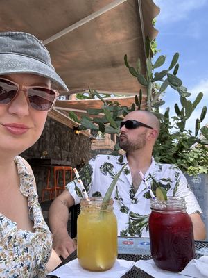 Spicy pineapple and hibiscus margaritas. I liked the spicy pineapple best but they were both fantasticc  at Cactú in Arecibo