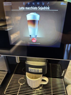 Vegan Latte Macchiato from the machine   at Bio-Berghotel Ifenblick in Balderschwang