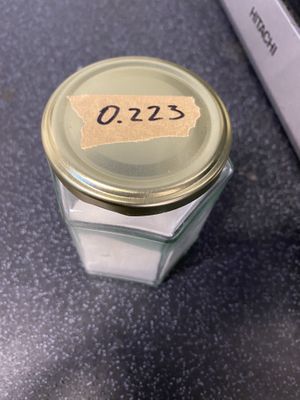 Example of weighed jar(with grated coconut) at De Gieterij in Wageningen