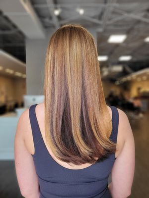 Lived-in highlights with block color at VeganColorist in Tampa