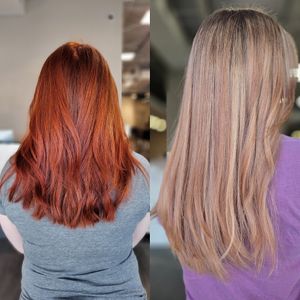 Corrective Color: Red to blonde at VeganColorist in Tampa