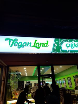 Outside at Veganland in Berlin