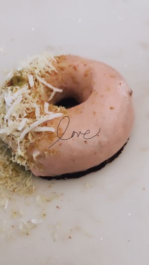 Raw Chocolate Donut with Raspberry Frosting  at Raw Crumbs  in Downey