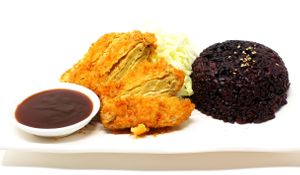 Tonkatsu - Panko fried Yuba (Tofu skin), served with a shredded cabbage and homemade katsu sauce at Daikon Vegan Sushi in Las Vegas