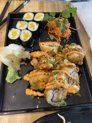 Golden State Roll & Oshinko Roll  at Daikon Vegan Sushi in Las Vegas