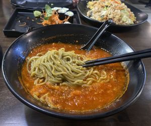 Ramen noodles in spicy tomato broth   at Daikon Vegan Sushi in Las Vegas