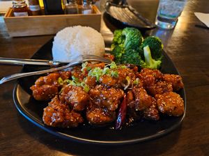 Sesame "chicken" rice entree at Daikon Vegan Sushi in Las Vegas