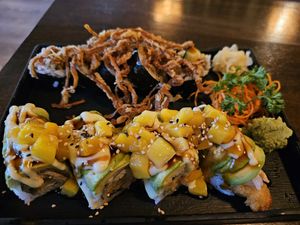 Spider roll  & tropical dragon roll at Daikon Vegan Sushi in Las Vegas