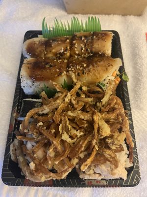 Top is the hot girl roll and the bottom is the spider roll   at Daikon Vegan Sushi in Las Vegas