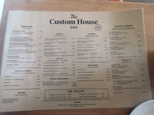 Menu at Custom House Cafe in Weymouth