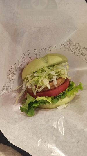 Green burger  at Mos Burger in Matsumoto