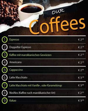 Coffees at Aladin's Cafe in Hamburg