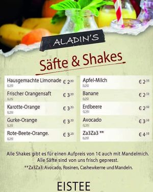 Säfte & shakes at Aladin's Cafe in Hamburg