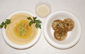 Hummus and falafel  at Falfool Vegan House in Istanbul