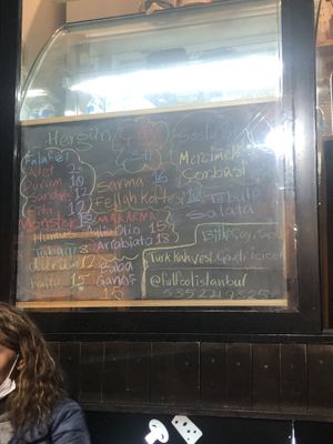 Menu at Falfool Vegan House in Istanbul
