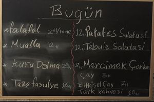 Menu at Falfool Vegan House in Istanbul