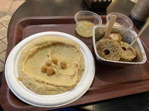 Hummus and falafel  at Falfool Vegan House in Istanbul