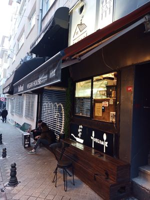 Outside at Falfool Vegan House in Istanbul