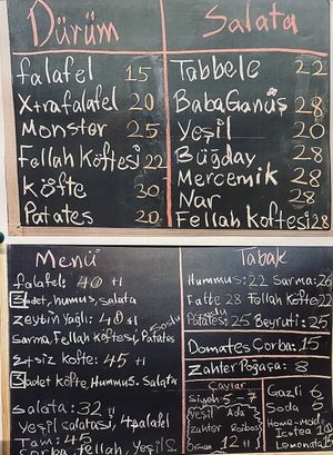 Menu as of Dec 2021 at Falfool Vegan House in Istanbul