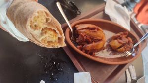 Monster wrap & special spicy fries  at Falfool Vegan House in Istanbul