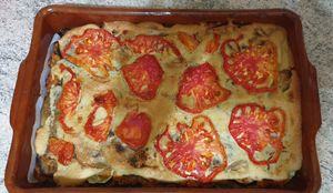 Homemade vegan moussaka at Finca Pereila in Coin