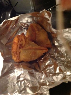 Samosa station (vegan) at Honest in Floral Park