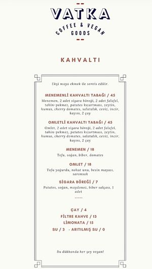 Breakfast menu at VATKA in Istanbul