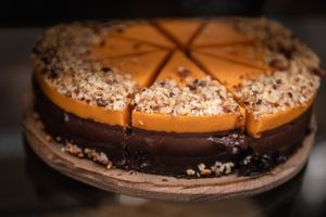 Chocolate sea buckthorn cake at Vitary in Odessa