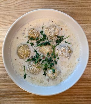 Ravioli with potato and truffle paste in the cream sauce at Vitary in Odessa