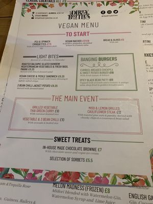 This was taken early 2023 so for illustration purposes only as may have been updated.  at The Dirty Bottles in Alnwick