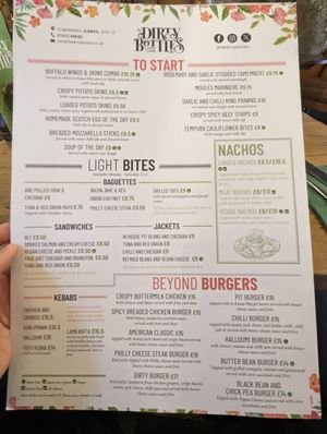 Menu as of Jun-24 at The Dirty Bottles in Alnwick