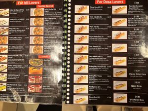 One page of menu  at Flying Idlis - Downtown in Houston