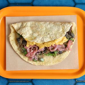 Quesadilla with mushrooms and Mexican herbs! at Poncho Tacos in Athens