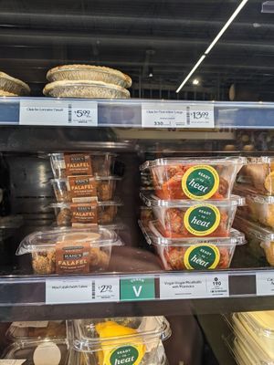 Vegan prepared foods - falafel and meatballs at Whole Foods Market in Reno