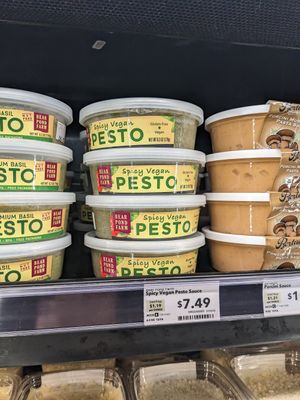 Vegan pesto in the fresh pasta fridge at Whole Foods Market in Reno