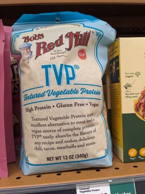 Vegan holy grail TVP textured vegetable protein at Whole Foods Market in Reno