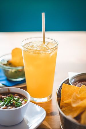 Passion fruit drink made with natural puree at Casa Azul Taqueria in Providence