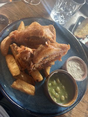Vegan fish and chips   at Harbour Lights in Paignton