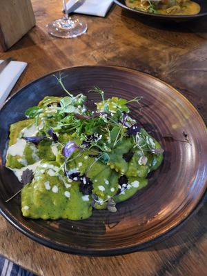 Pea ravioli at Harbour Lights in Paignton