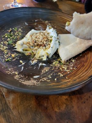 Whipped feta (half eaten) at Harbour Lights in Paignton