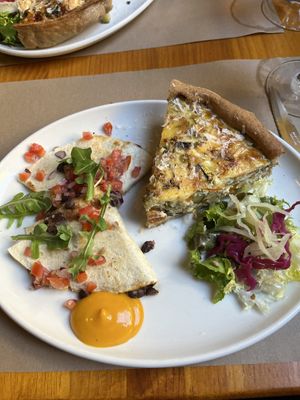 Black bean tortilla. Vegetarian quiche. Vegan options available  at Aguaribay in Barcelona