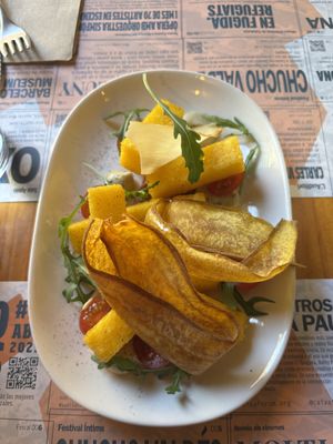 Polenta- must try!  at Aguaribay in Barcelona