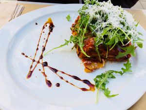Veggie lasagna at Aguaribay in Barcelona