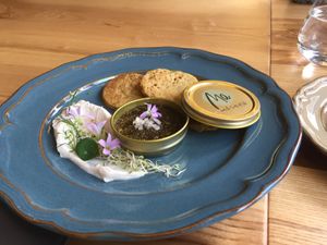 Chiaviar with cashew cream and blinis at MA and The Seeds of Life in Hong Kong Island