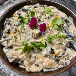 Mushroom stroganoff at MA and The Seeds of Life in Hong Kong Island