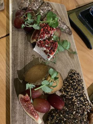 Herbs de Provence goats cheese, seed crackers, chutney  at MA and The Seeds of Life in Hong Kong Island