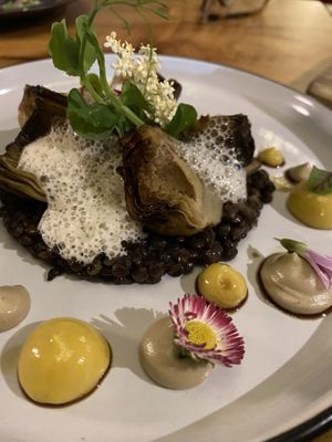 Lentils with artichoke  at MA and The Seeds of Life in Hong Kong Island