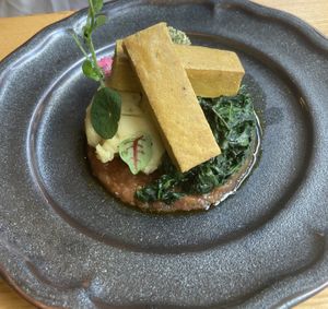 Spanish style frittata, fresh tomato, spinach and mash    at MA and The Seeds of Life in Hong Kong Island